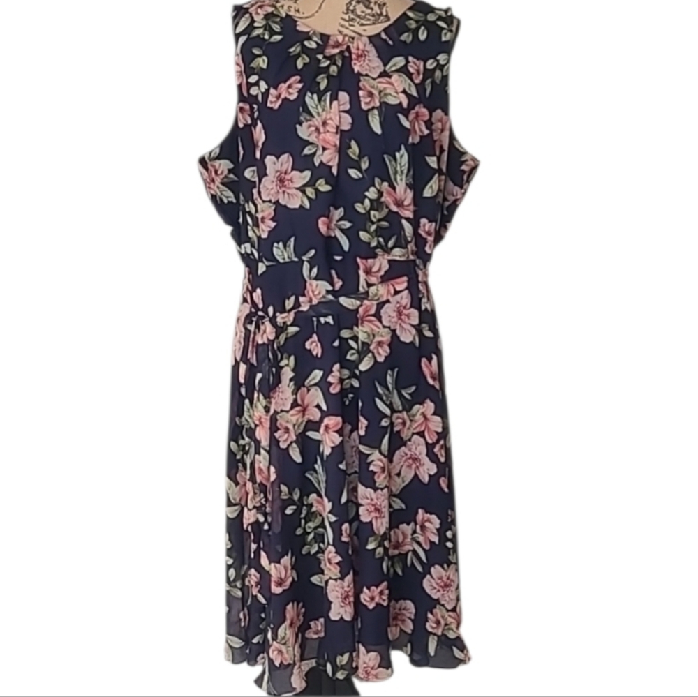 Jessica Howard Navy Floral Sleeveless Dress
